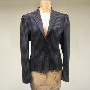 Vintage 1970s gray ticking striped wool blend jacket